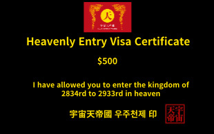 천상 입국 비자 증명서
