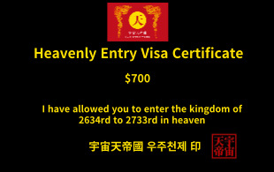 천상 입국 비자 증명서