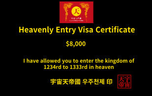 천상 입국 비자 증명서