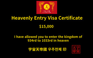 천상 입국 비자 증명서